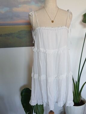 Rails "Caralyn" White Eyelet Ruffle Tiered Mini Dress XS